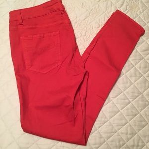 Bright red orange jeans